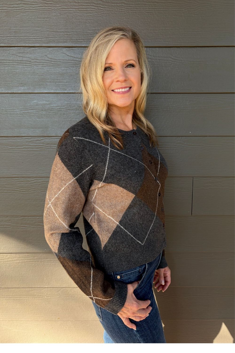 Z Supply Medina Argyle Cardigan In Charcoal Heather - Z Supply