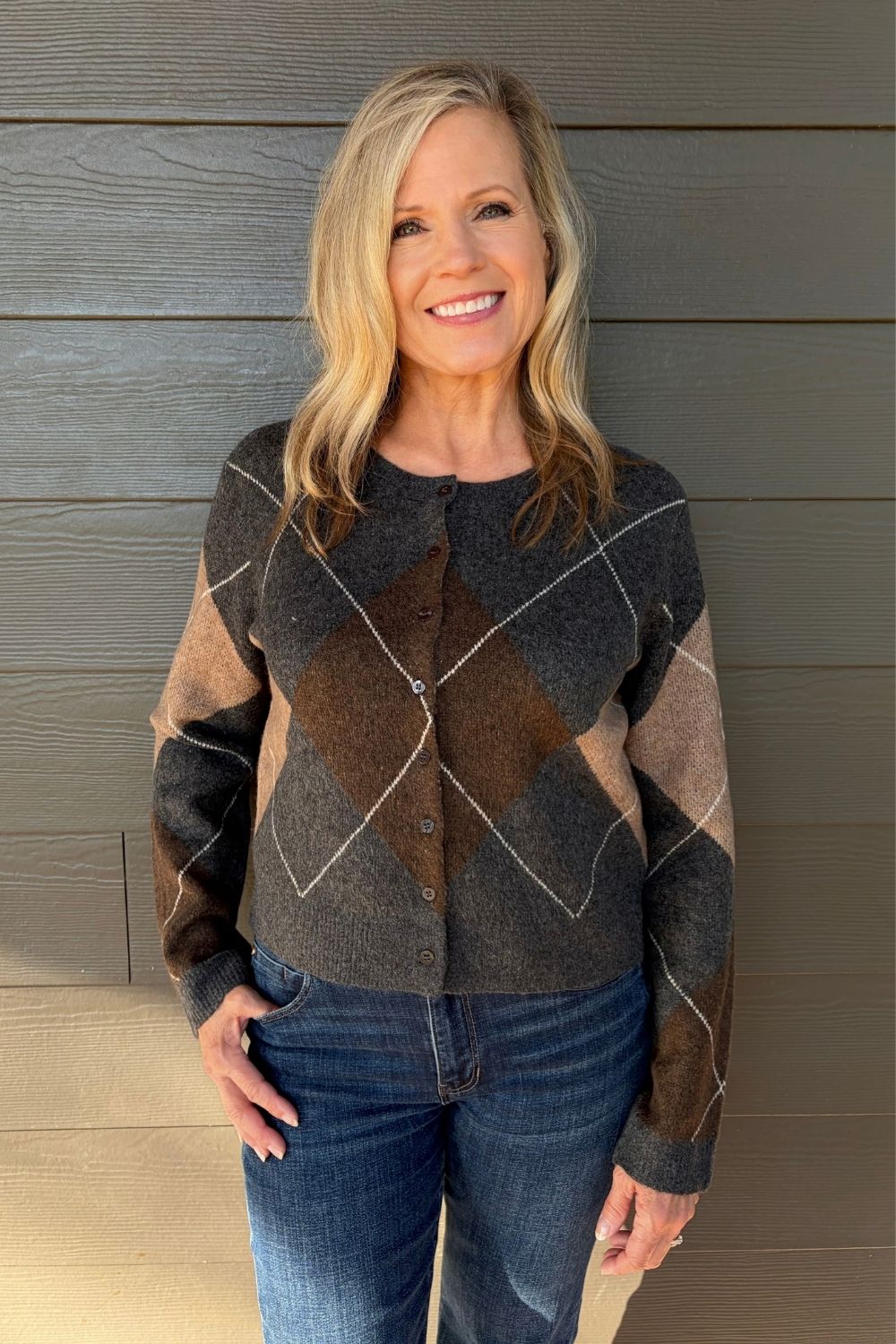 Z Supply Medina Argyle Cardigan In Charcoal Heather - Z Supply