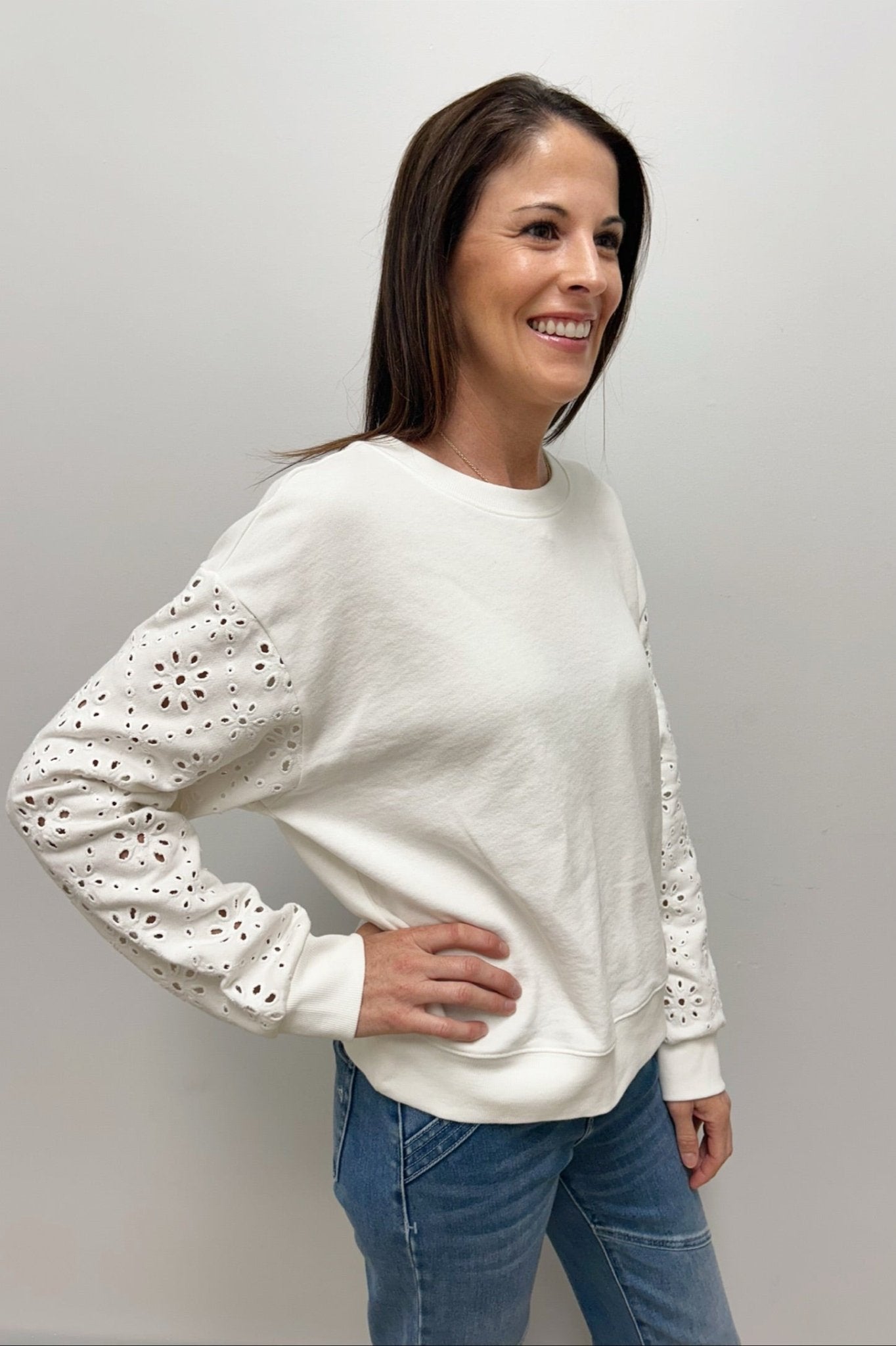 Z Supply Mosaic Knit Eyelet Sweatshirt - Z Supply