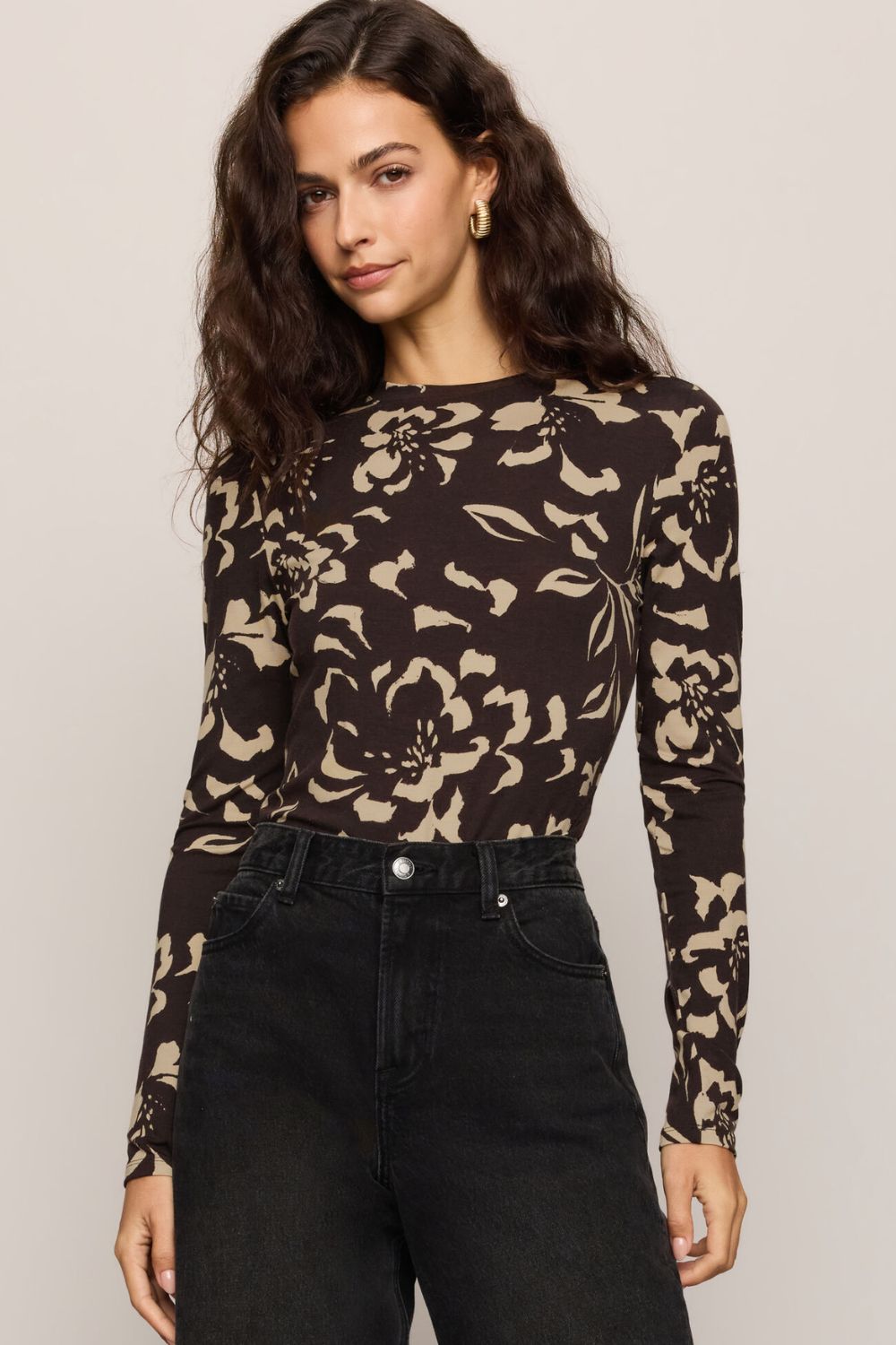 Z Supply Onyx Freya Floral Top In Dark Roast - Z Supply