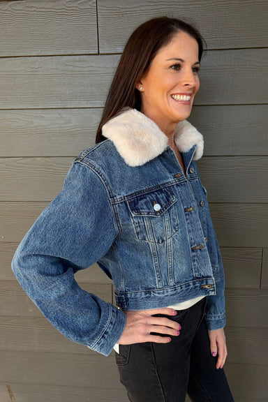 Z Supply The Daily Denim Fur Jacket In Hush - Z Supply