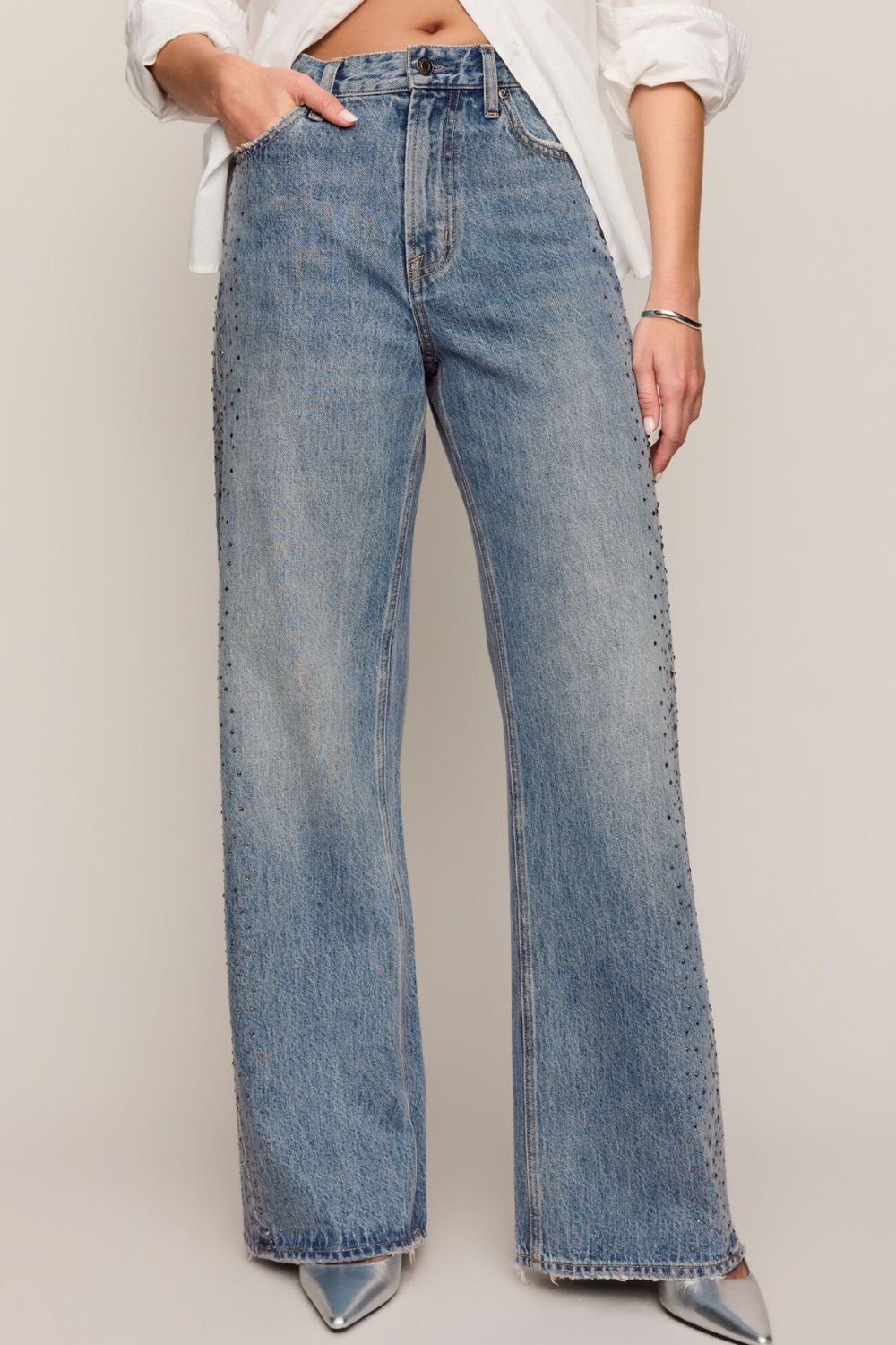 Z Supply The Head Turner High Rise Wide Jean In Glimmer - Z Supply