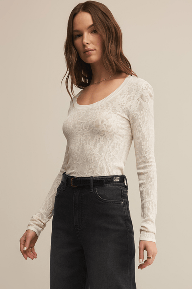 Z Supply Tibi Scoop Mesh Sweater - Crystal - Z Supply