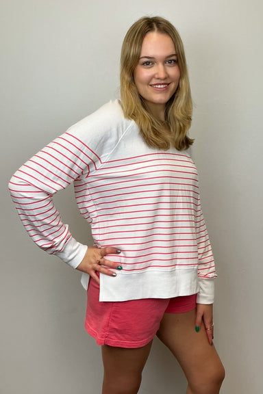 Z Supply Weekender Stripe V Neck - White - Z Supply