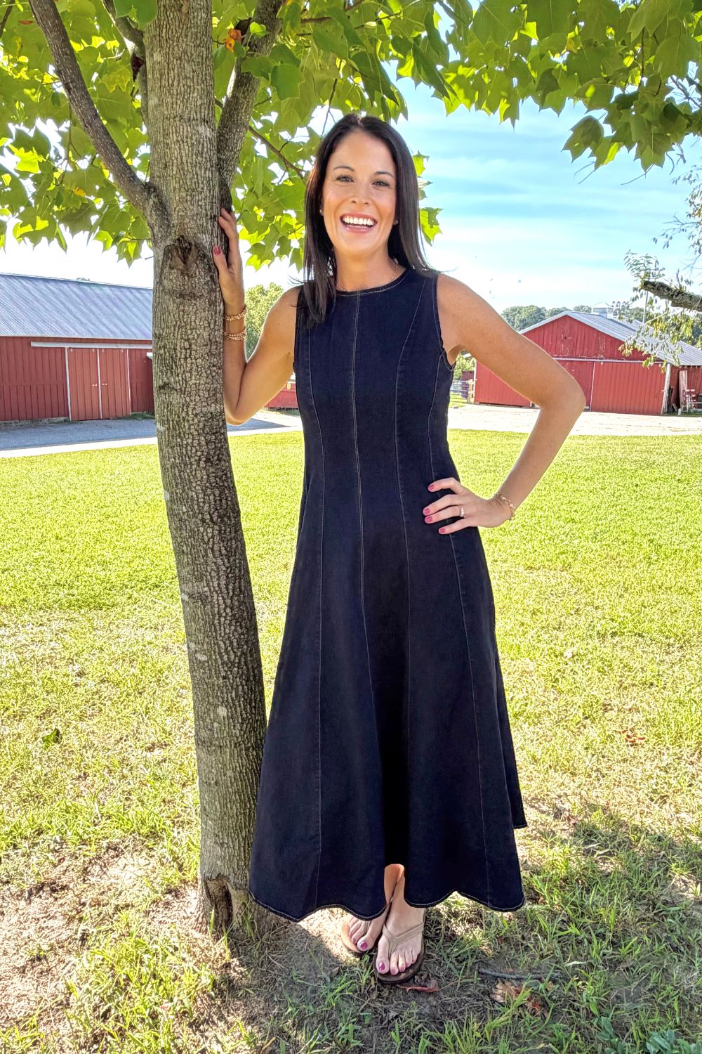 Zoe and Claire Denim Dress In Denim Blue - Zoe and Claire