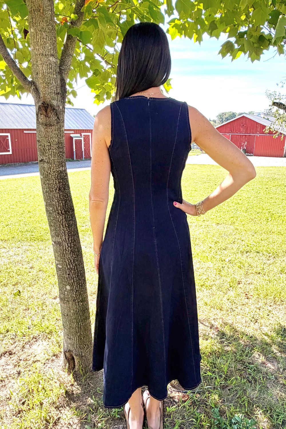 Zoe and Claire Denim Dress In Denim Blue - Zoe and Claire