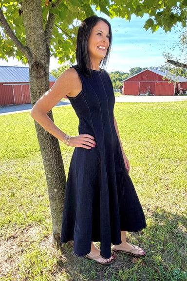 Zoe and Claire Denim Dress In Denim Blue - Zoe and Claire