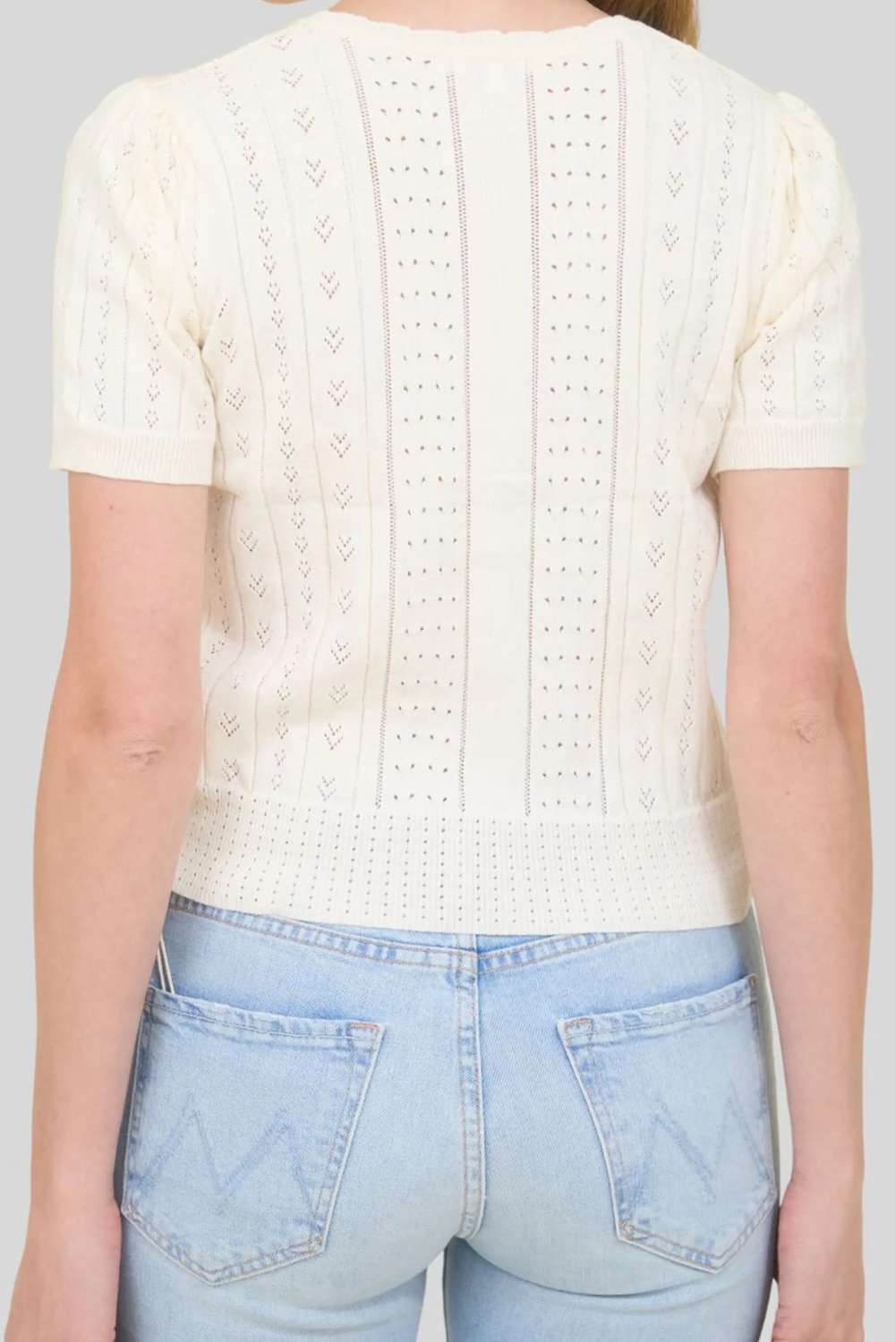 Zoe and Claire Short Sleeve Button Up Sweater - Zoe and Claire