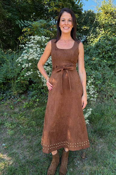 Zoe + Claire A-Line Suede Dress In Brown - Zoe and Claire