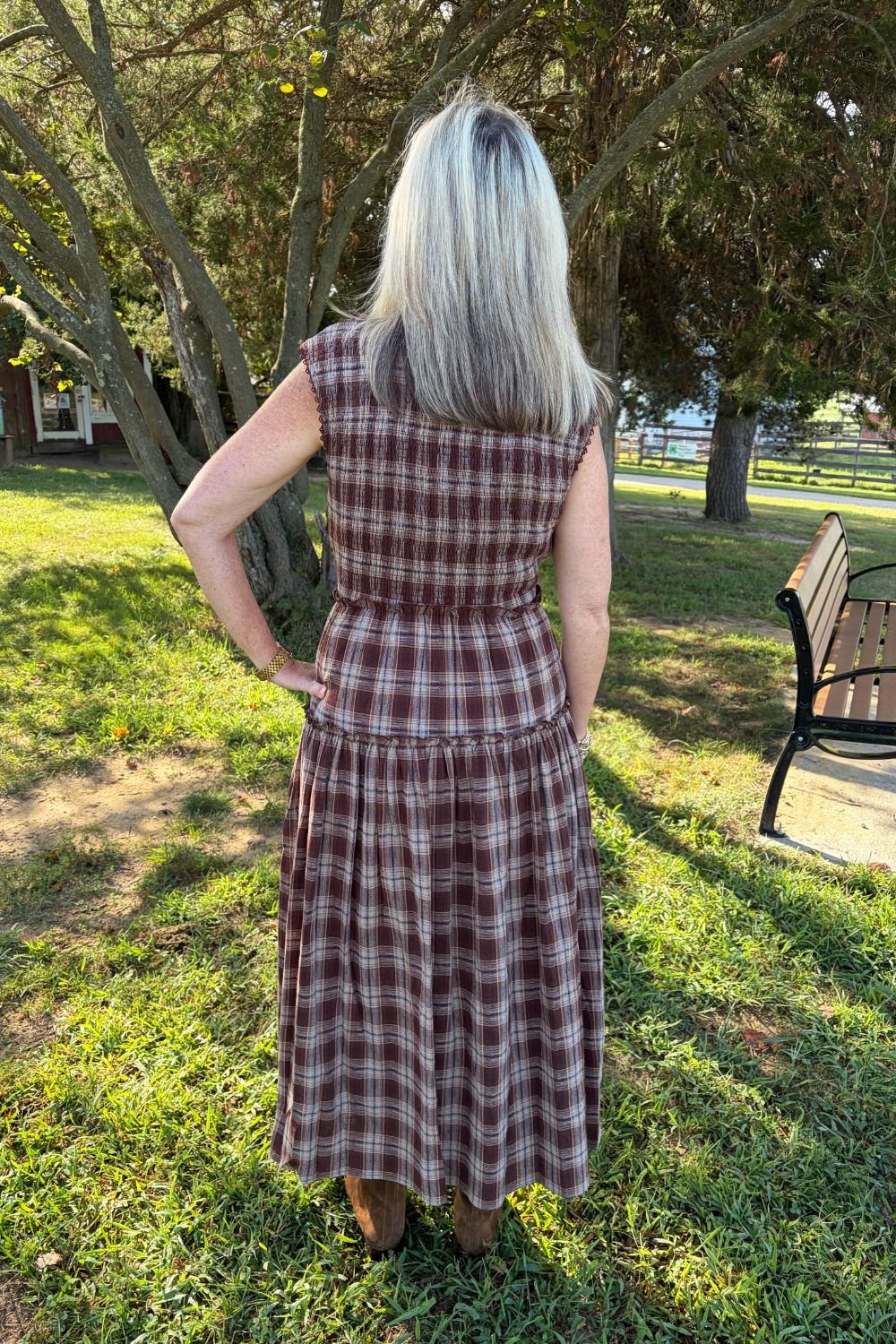 Zoe + Claire Plaid Dress In Brown Plaid - Zoe and Claire
