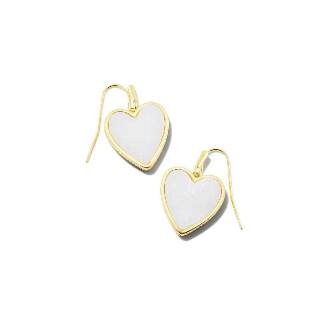 Kendra Scott Gold Heart Drop Druzy Earrings - Iridescent Druzy