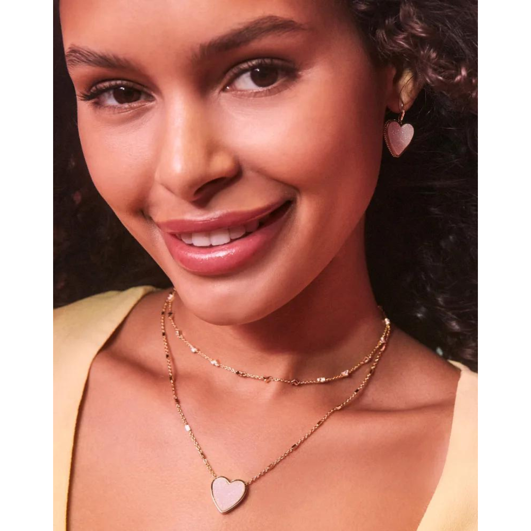 Kendra Scott Gold Heart Drop Druzy Earrings - Iridescent Druzy