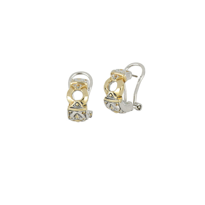 John Medeiros Antiqua Gold Circle Post Clip Earrings
