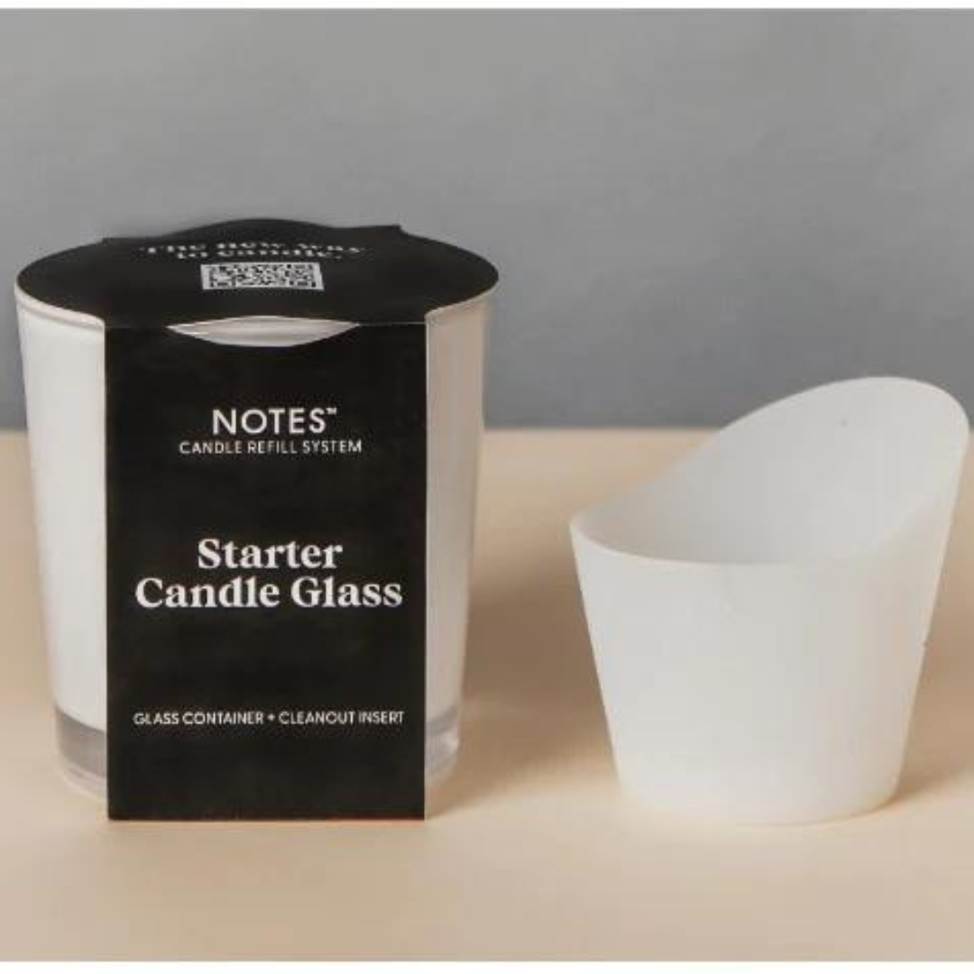 Notes Starter Candle Glass - White